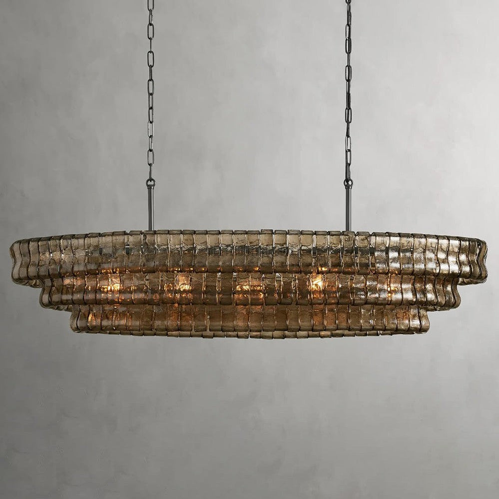 Ghiaccio Oval Art Glass Chandelier-Meet Lighting