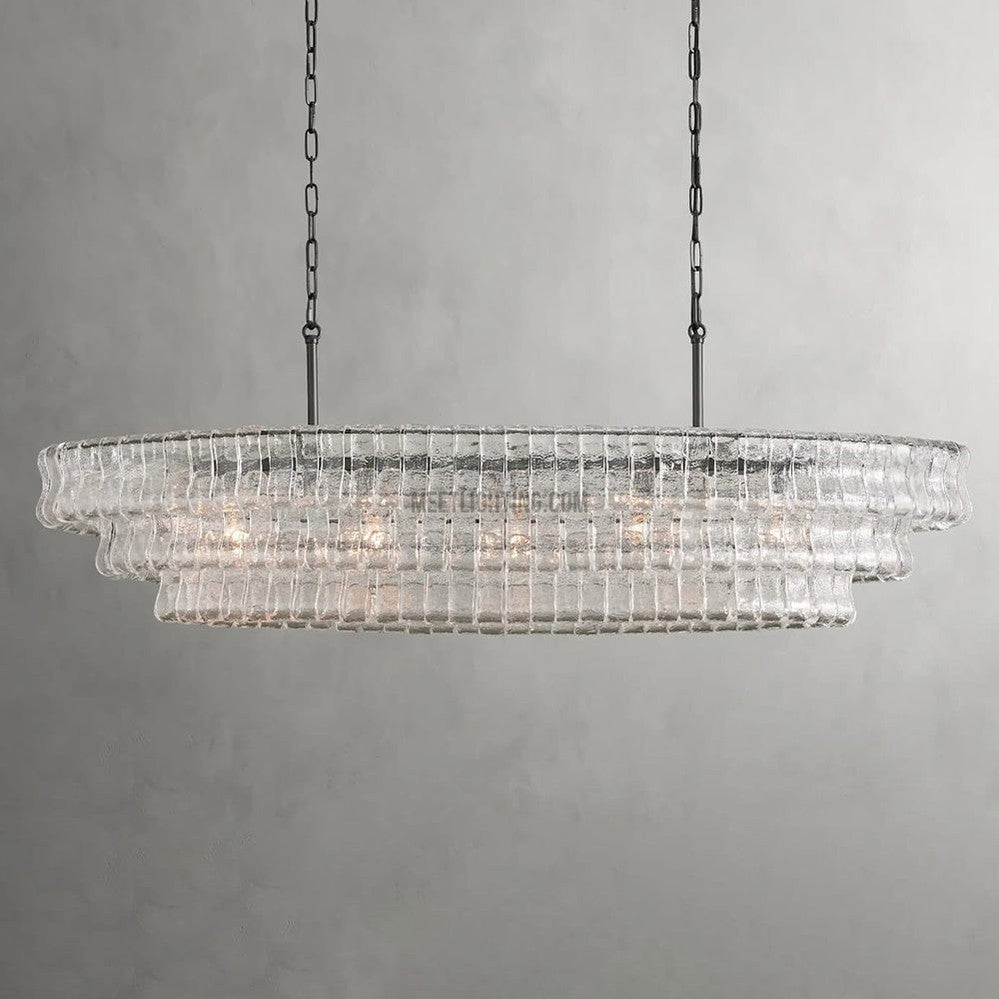 Ghiaccio Oval Art Glass Chandelier-Meet Lighting