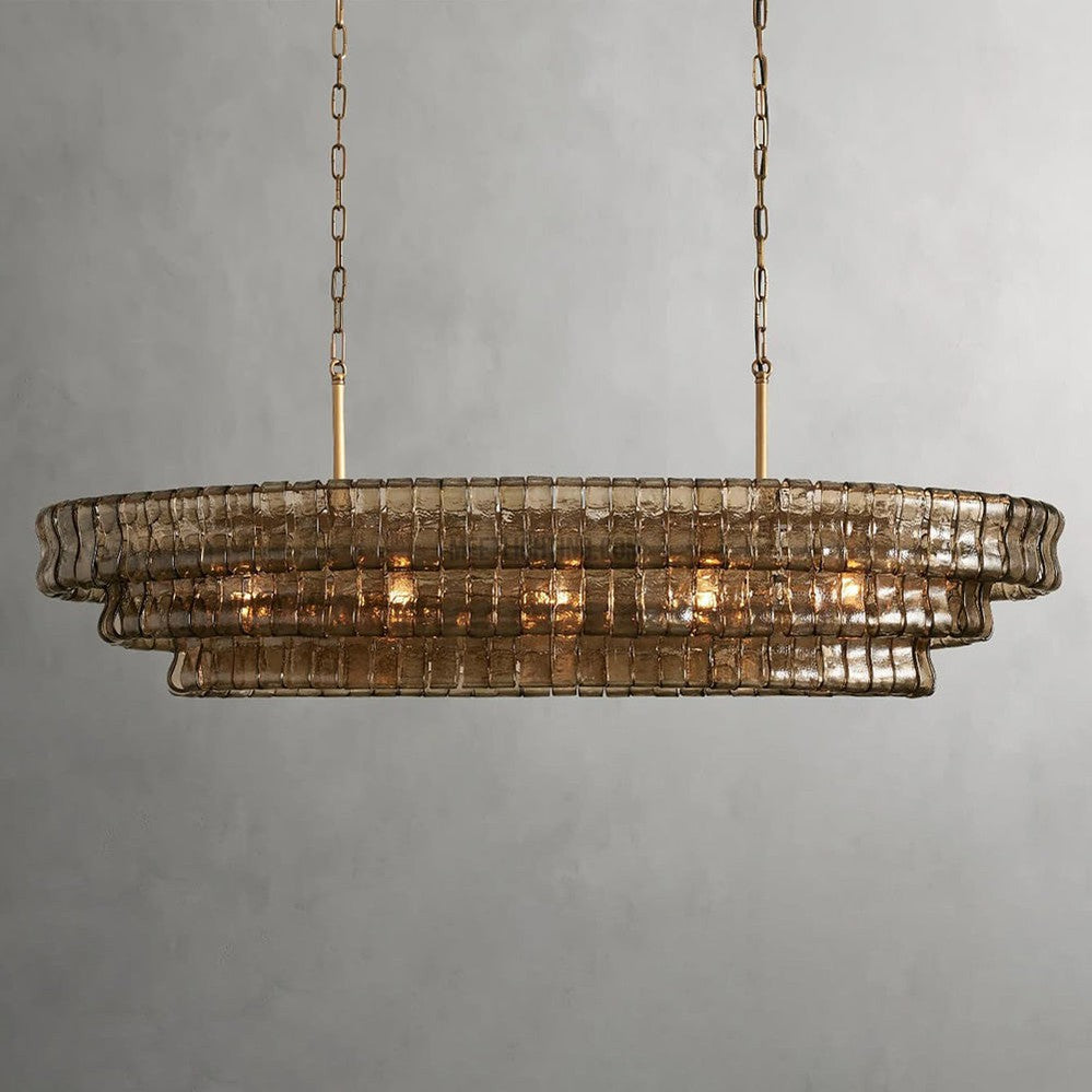 Ghiaccio Oval Art Glass Chandelier-Meet Lighting