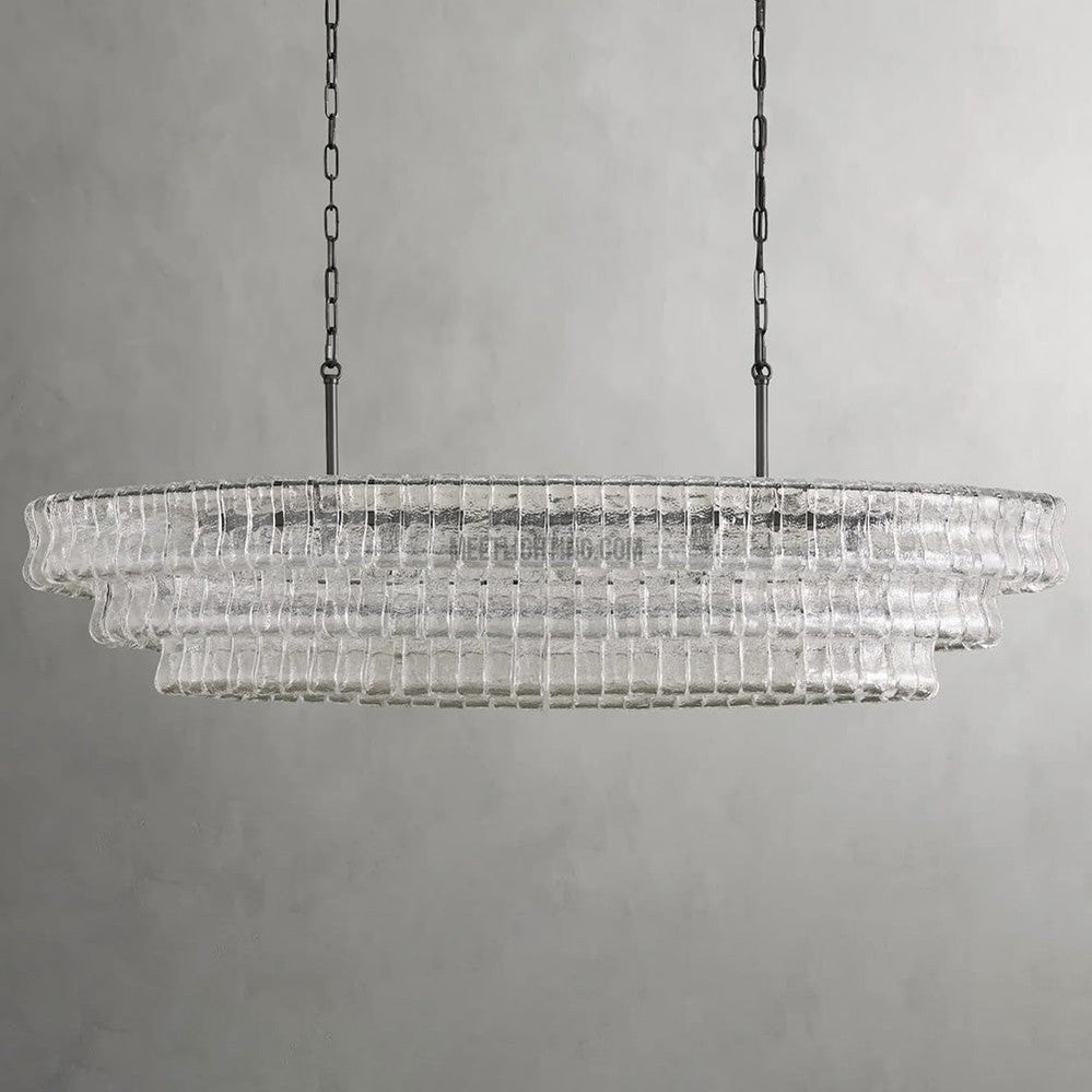 Ghiaccio Oval Art Glass Chandelier-Meet Lighting
