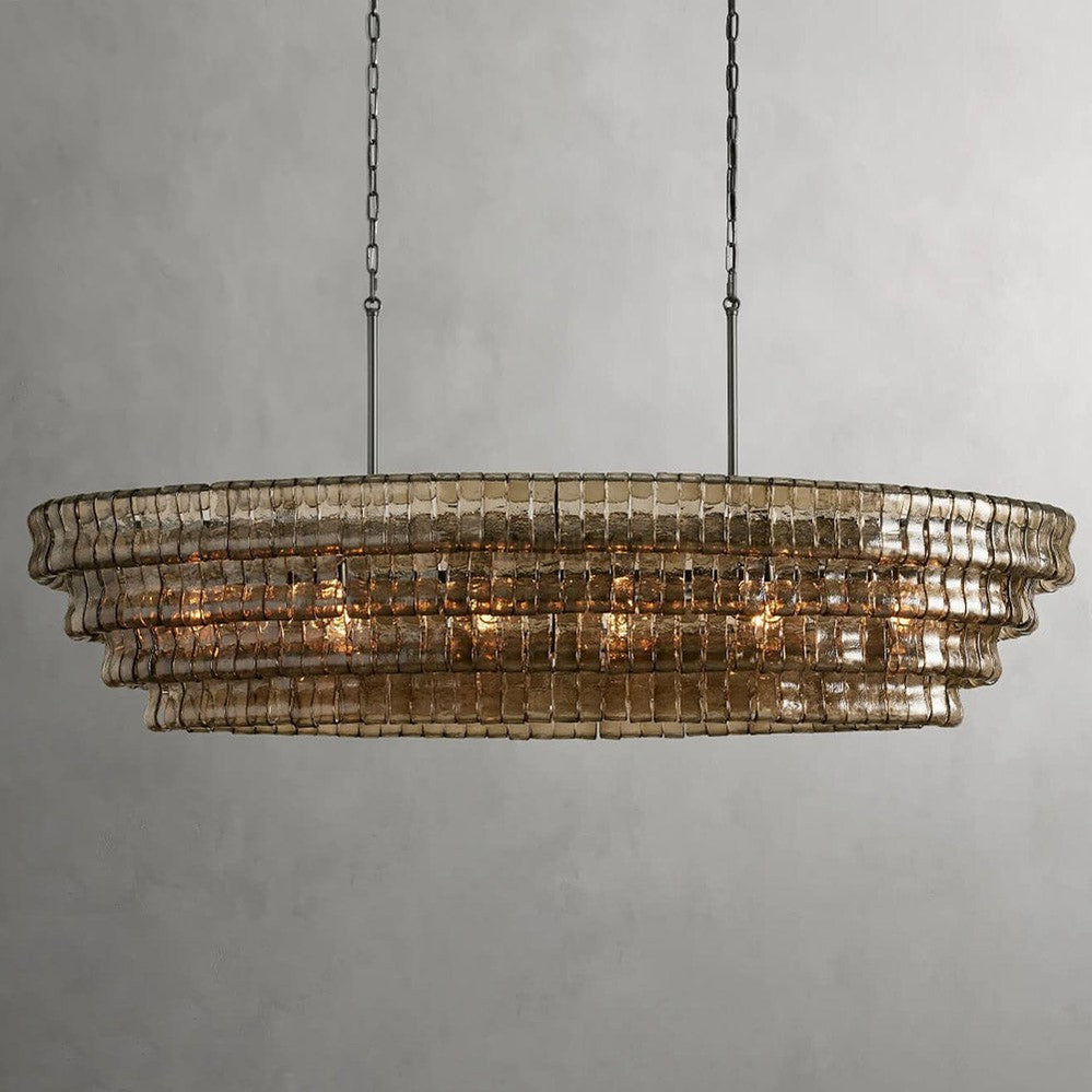 Ghiaccio Oval Art Glass Chandelier-Meet Lighting