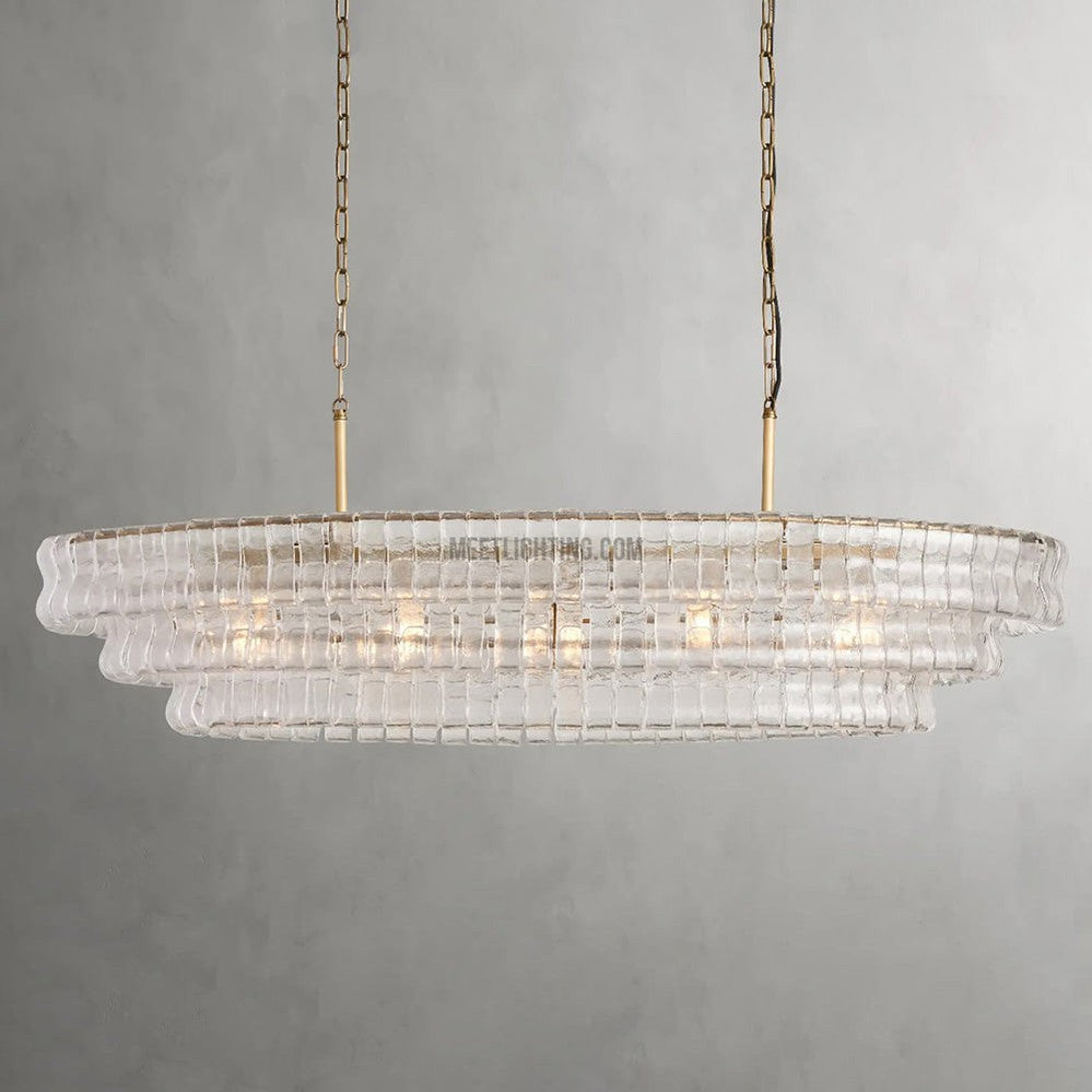 Ghiaccio Oval Art Glass Chandelier-Meet Lighting