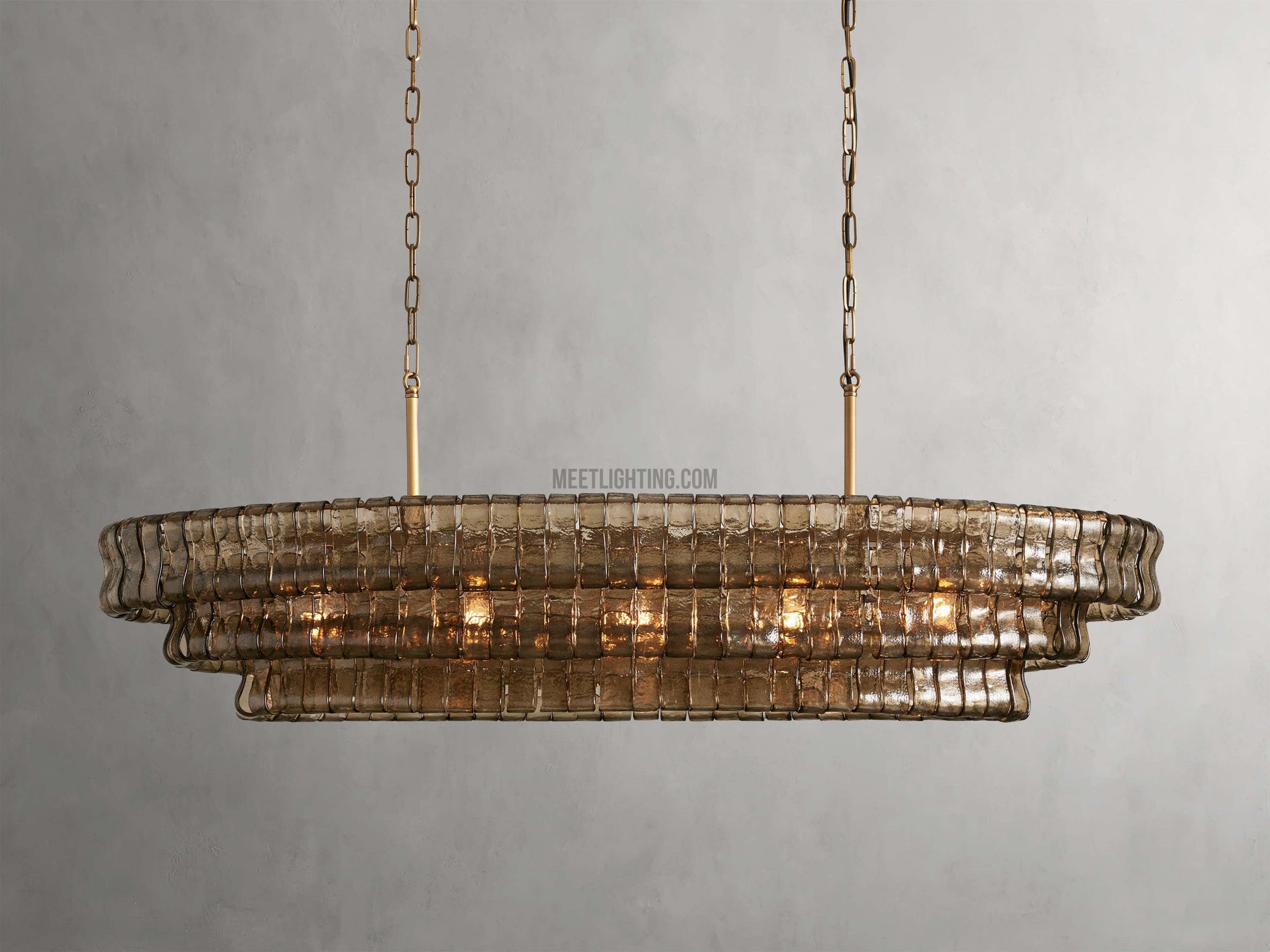 Ghiaccio Oval Art Glass Chandelier-Meet Lighting