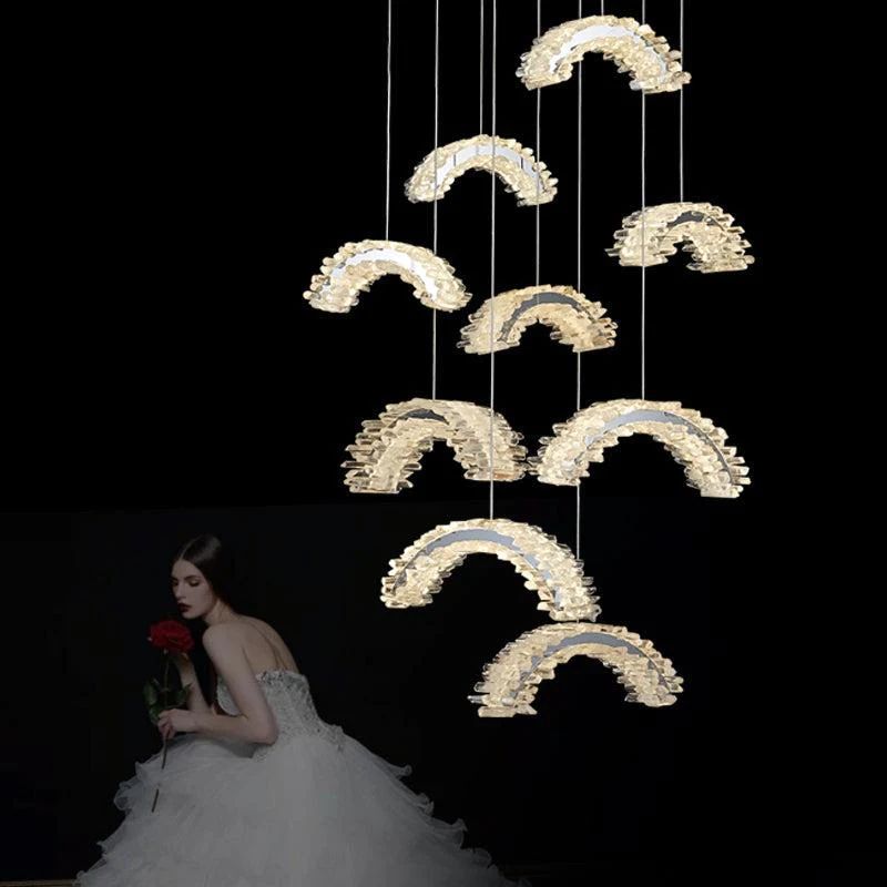 Gina Rock Crystal Crescent Chandelier-MEET LIGHTING