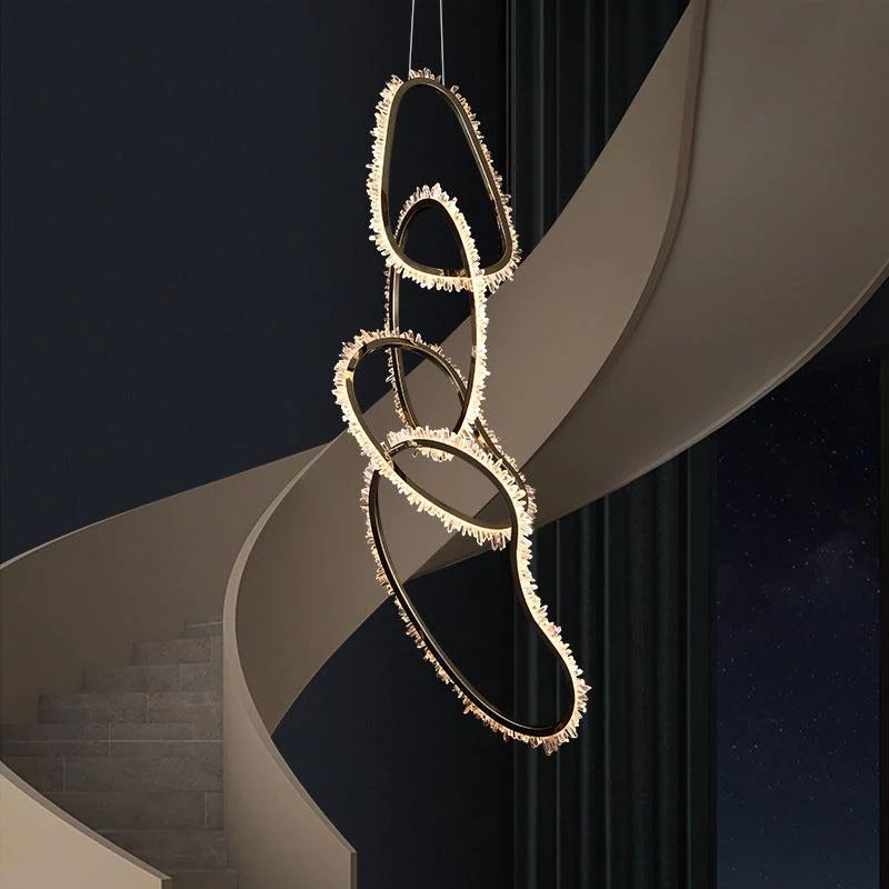Gina Rock Crystal Irregular Round Chandelier-MEET LIGHTING