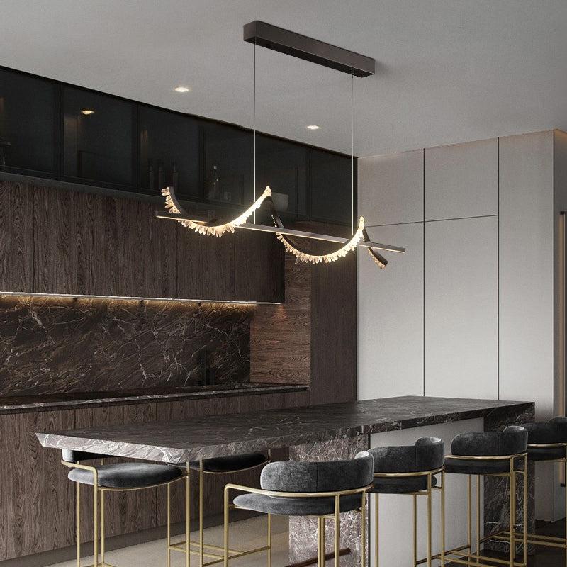 Gina Spiral Rock Crystal Chandelier,Linear Dining Room Chandelier-MEET LIGHTING