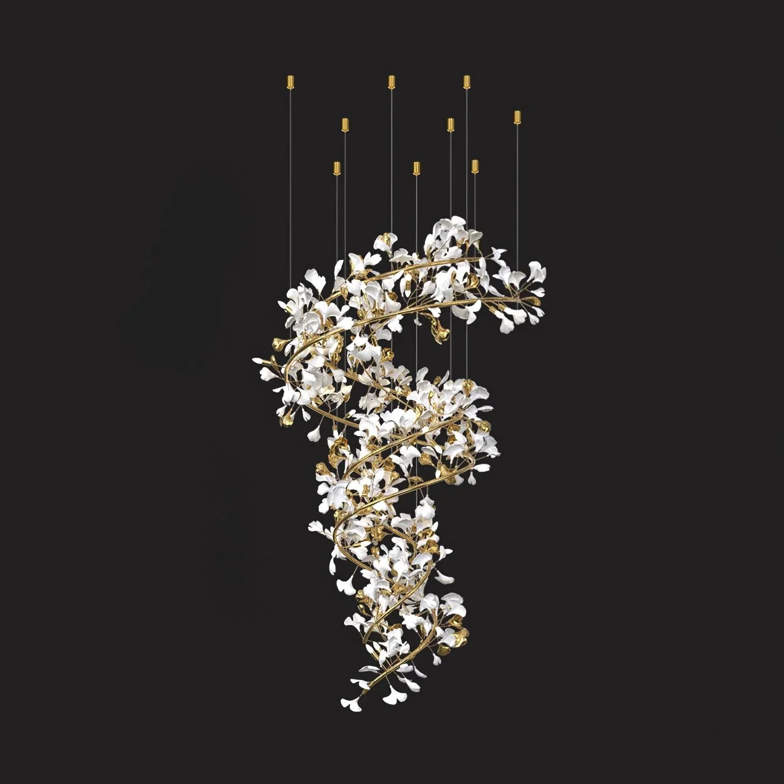 Art Design Ceramic Ginkgo Chandelier for Living Room/Staircase/Entryway/Foyer-MEET LIGHTING