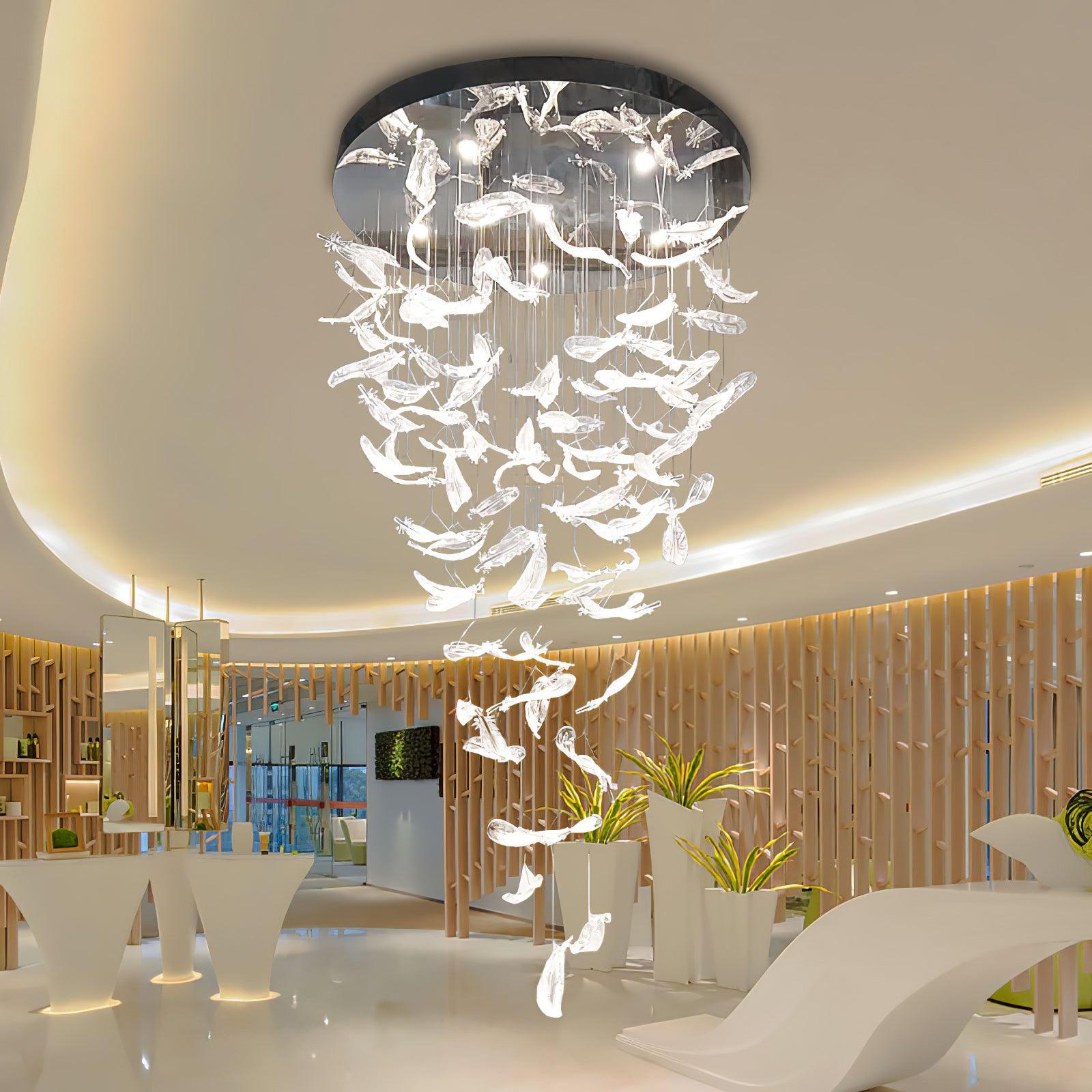 Glass Feathers Chandelier-MEET LIGHTING