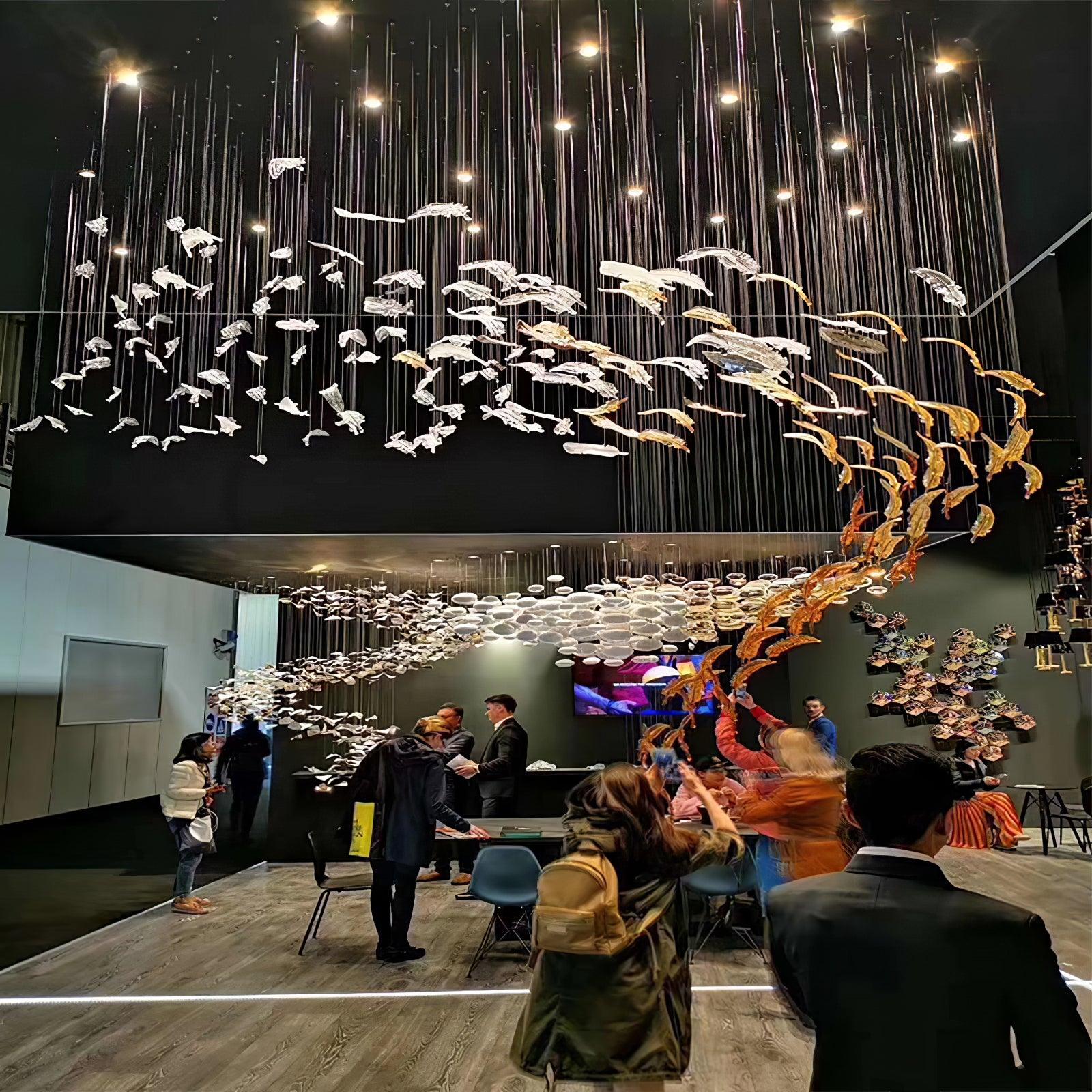 Glass Feathers Chandelier-MEET LIGHTING
