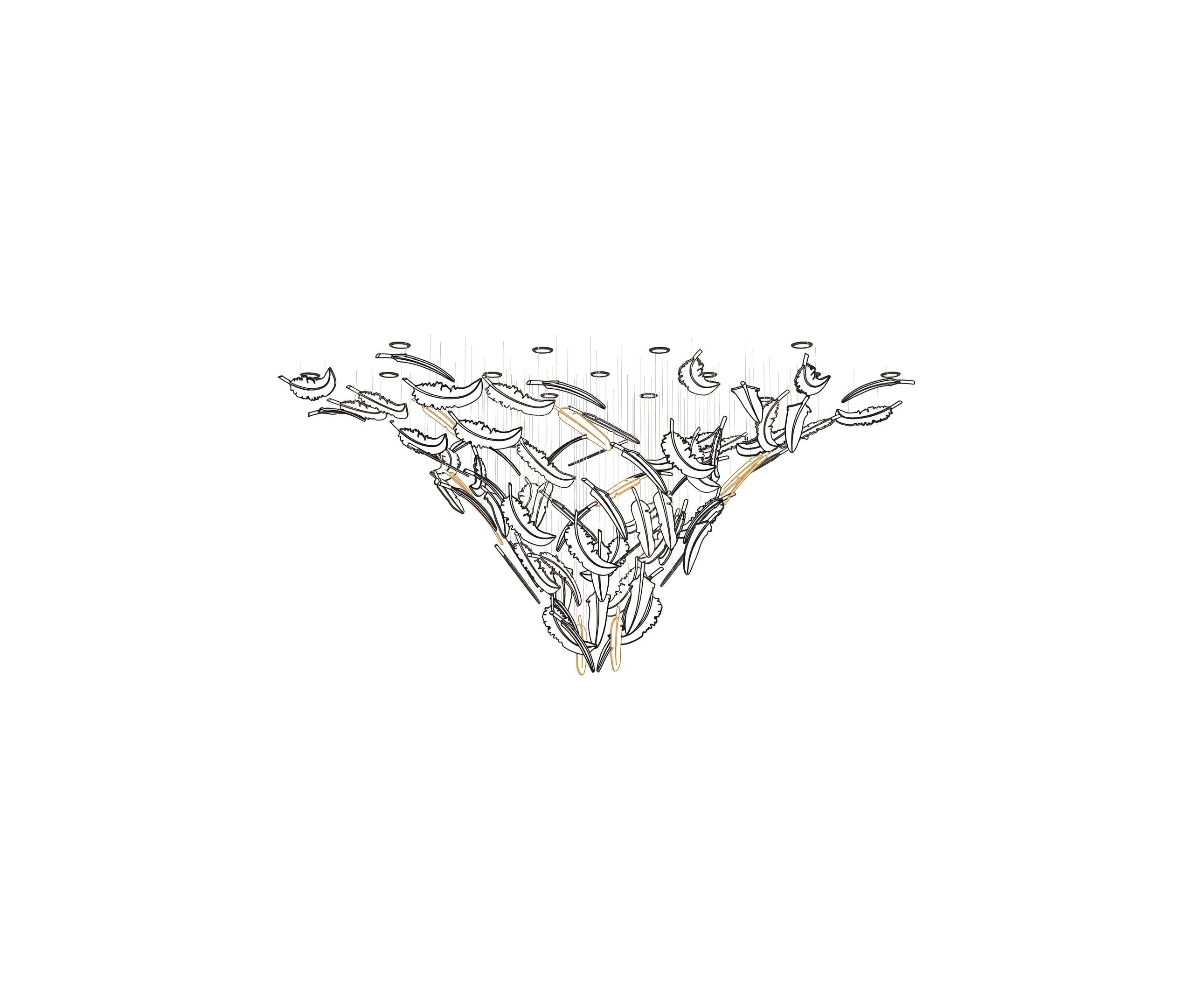 Glass Feathers Chandelier-MEET LIGHTING