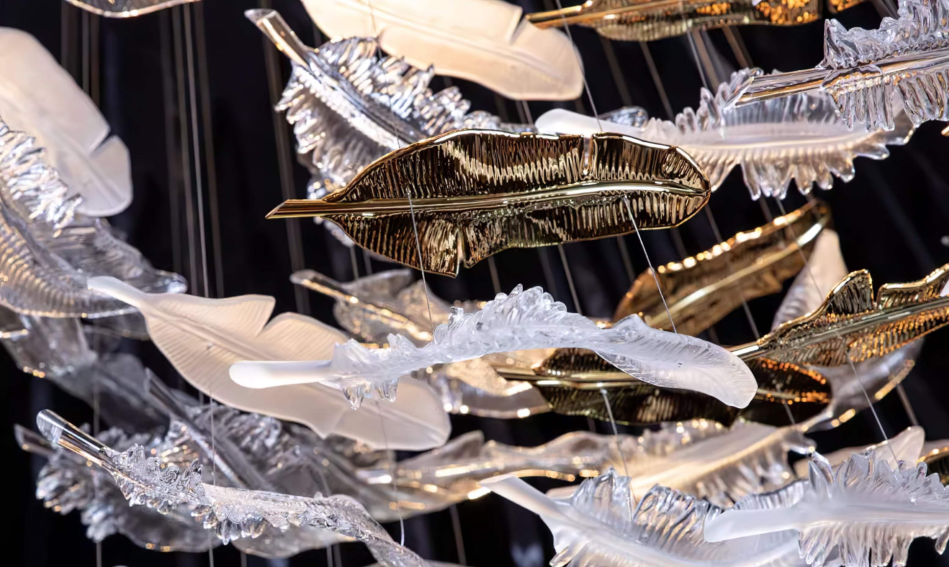 Glass Feathers Chandelier-MEET LIGHTING