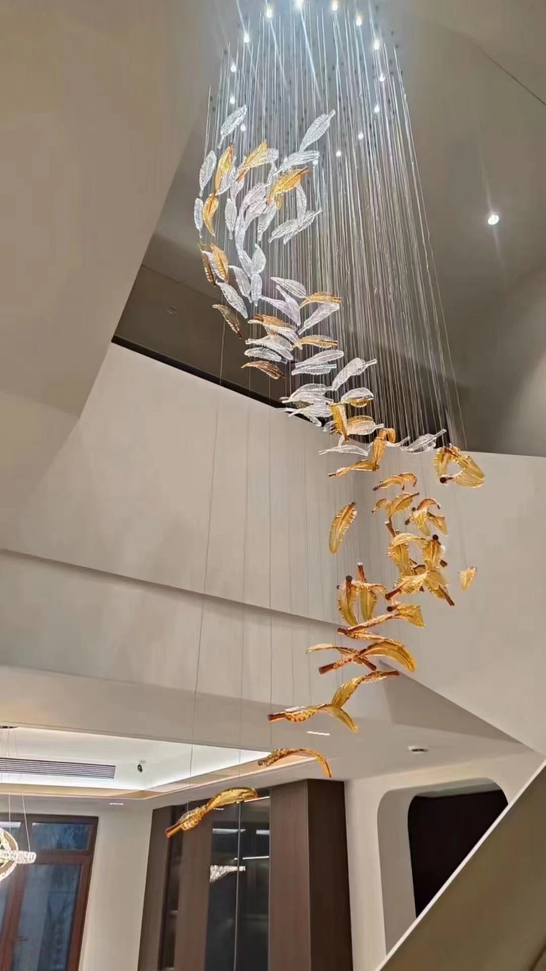 Glass Feathers Chandelier-MEET LIGHTING