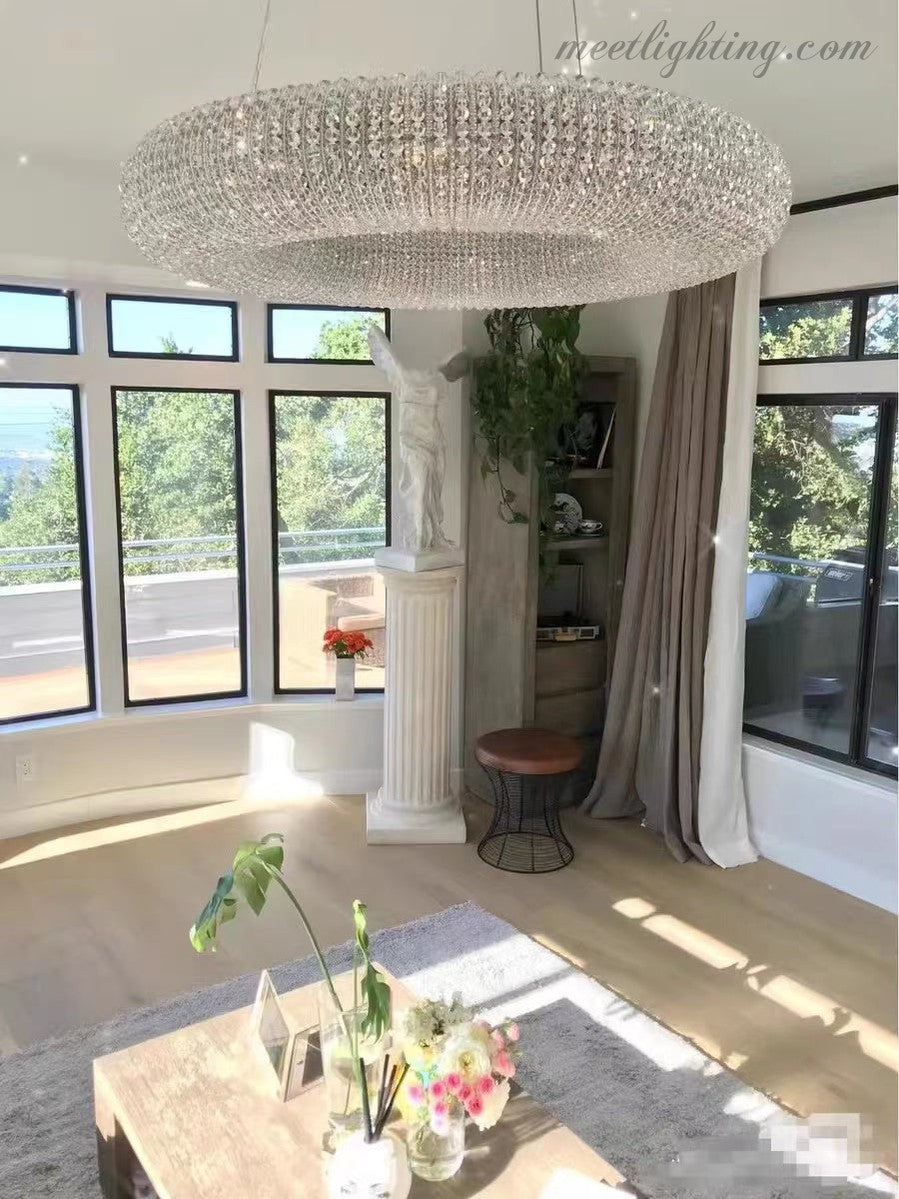 Halo Crystal Aperture Round Chandelier D32"-MEET LIGHTING