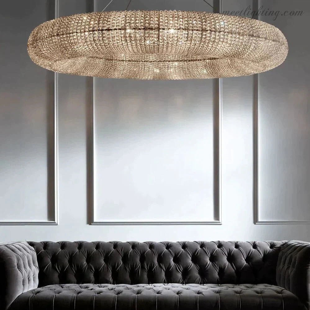 Halo Crystal Aperture Round Chandelier D32"-MEET LIGHTING