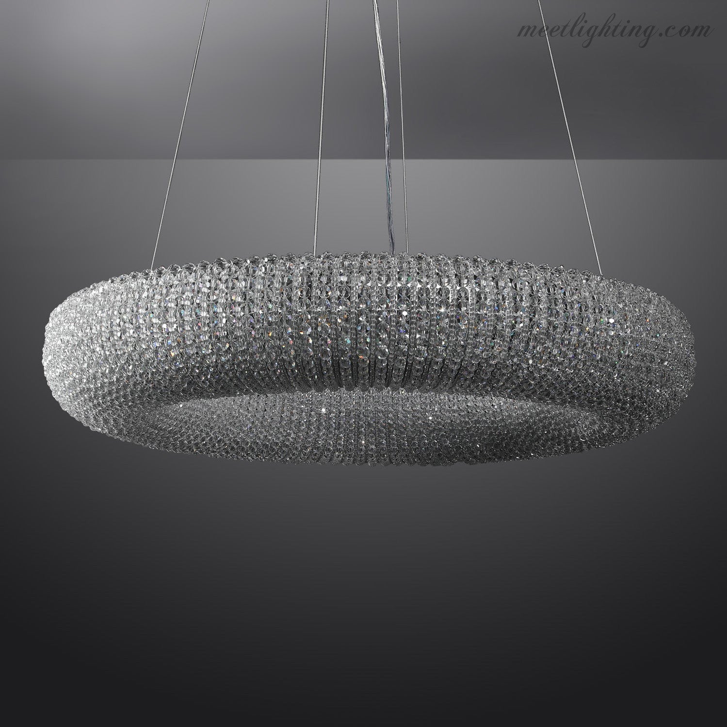 Halo Crystal Aperture Round Chandelier D32"-MEET LIGHTING