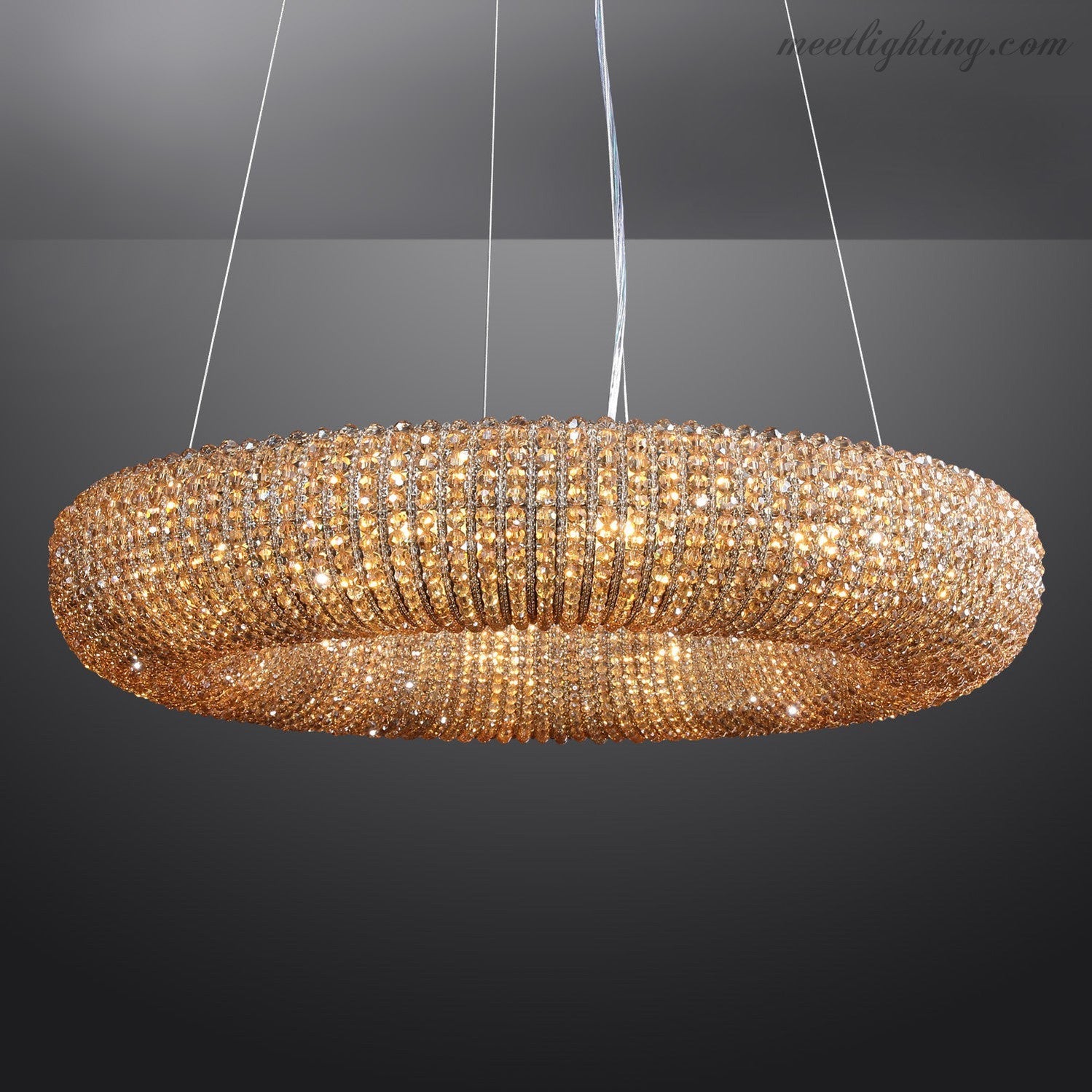 Halo Crystal Aperture Round Chandelier D32"-MEET LIGHTING
