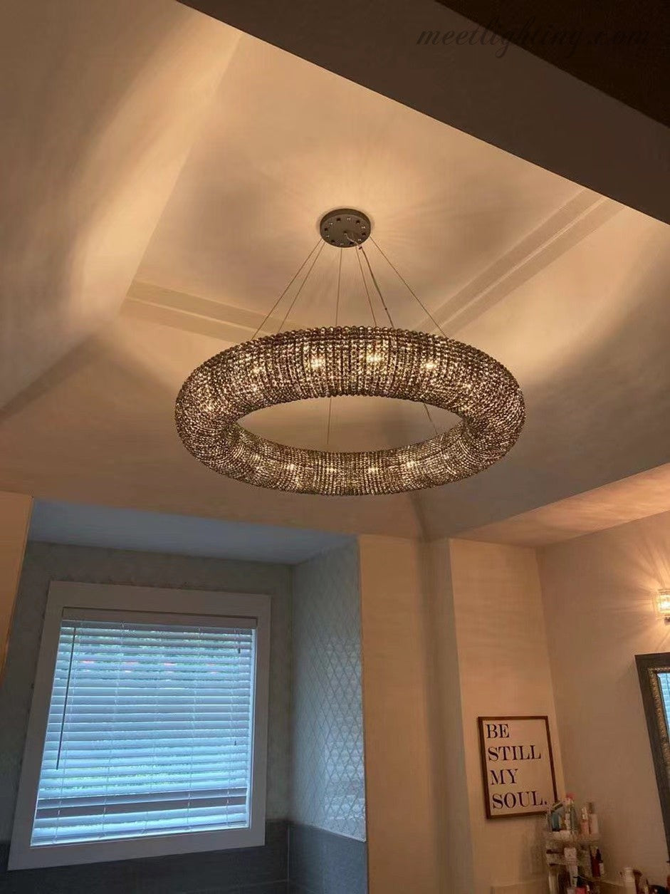 Halo Crystal Aperture Round Chandelier D32"-MEET LIGHTING