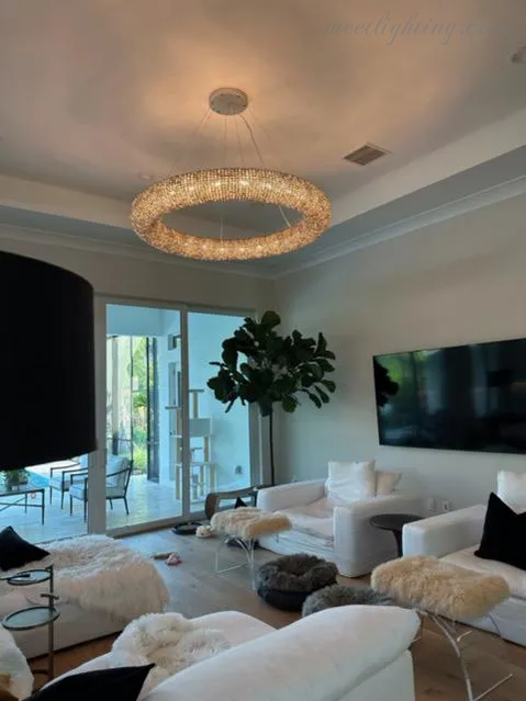 Halo Crystal Aperture Round Chandelier D32"-MEET LIGHTING