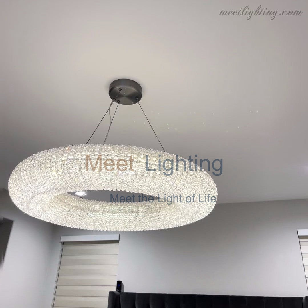 Halo Crystal Aperture Round Chandelier D32"-MEET LIGHTING