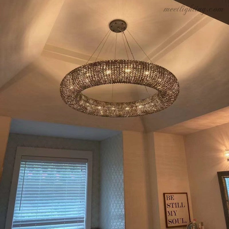 Halo Crystal Aperture Round Chandelier D32"-MEET LIGHTING