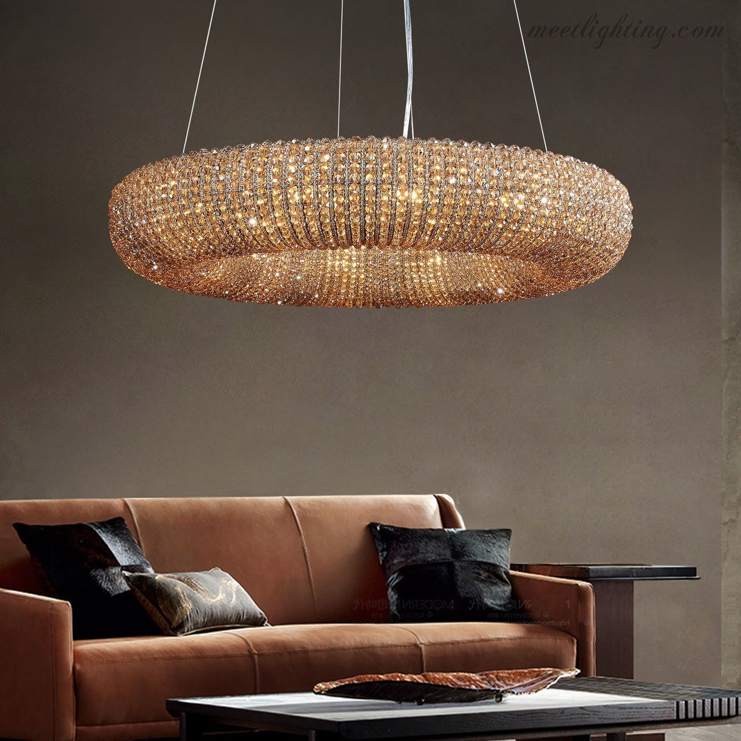 Halo Crystal Aperture Round Chandelier D32"-MEET LIGHTING