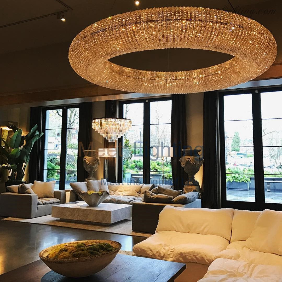 Halo Crystal Aperture Round Chandelier D72"-MEET LIGHTING