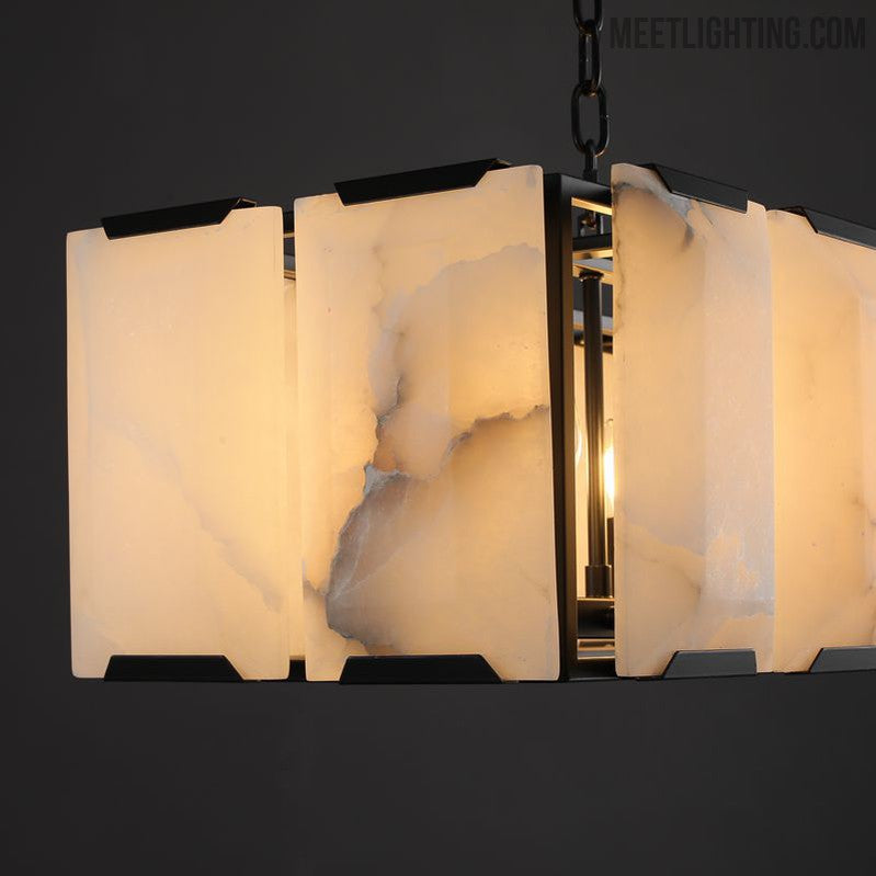 Harlow Calcite Rectangular Chandelier 55"-MEET LIGHTING