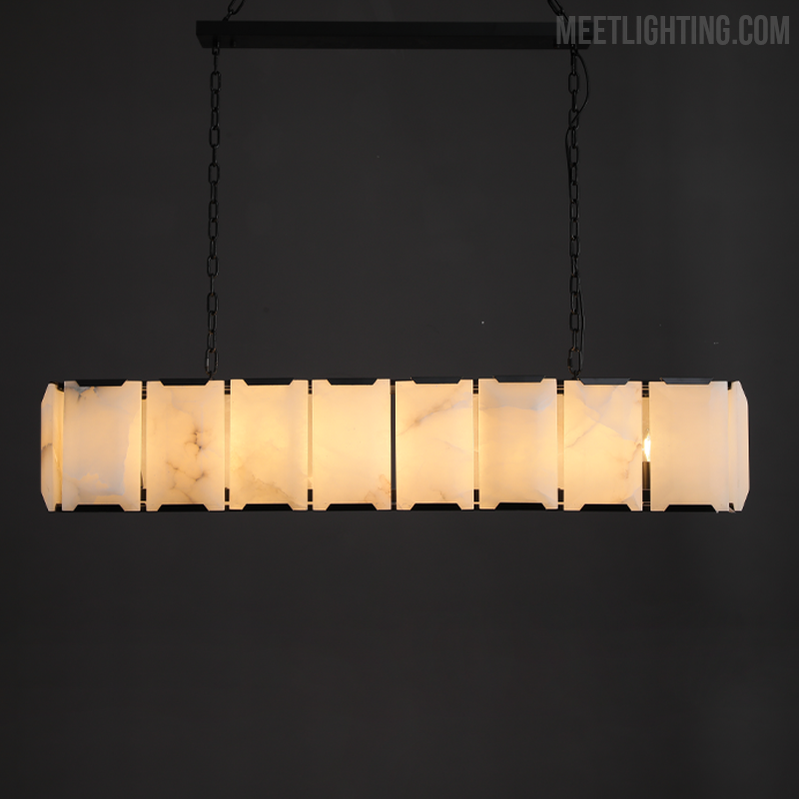 Harlow Calcite Rectangular Chandelier 62"-MEET LIGHTING