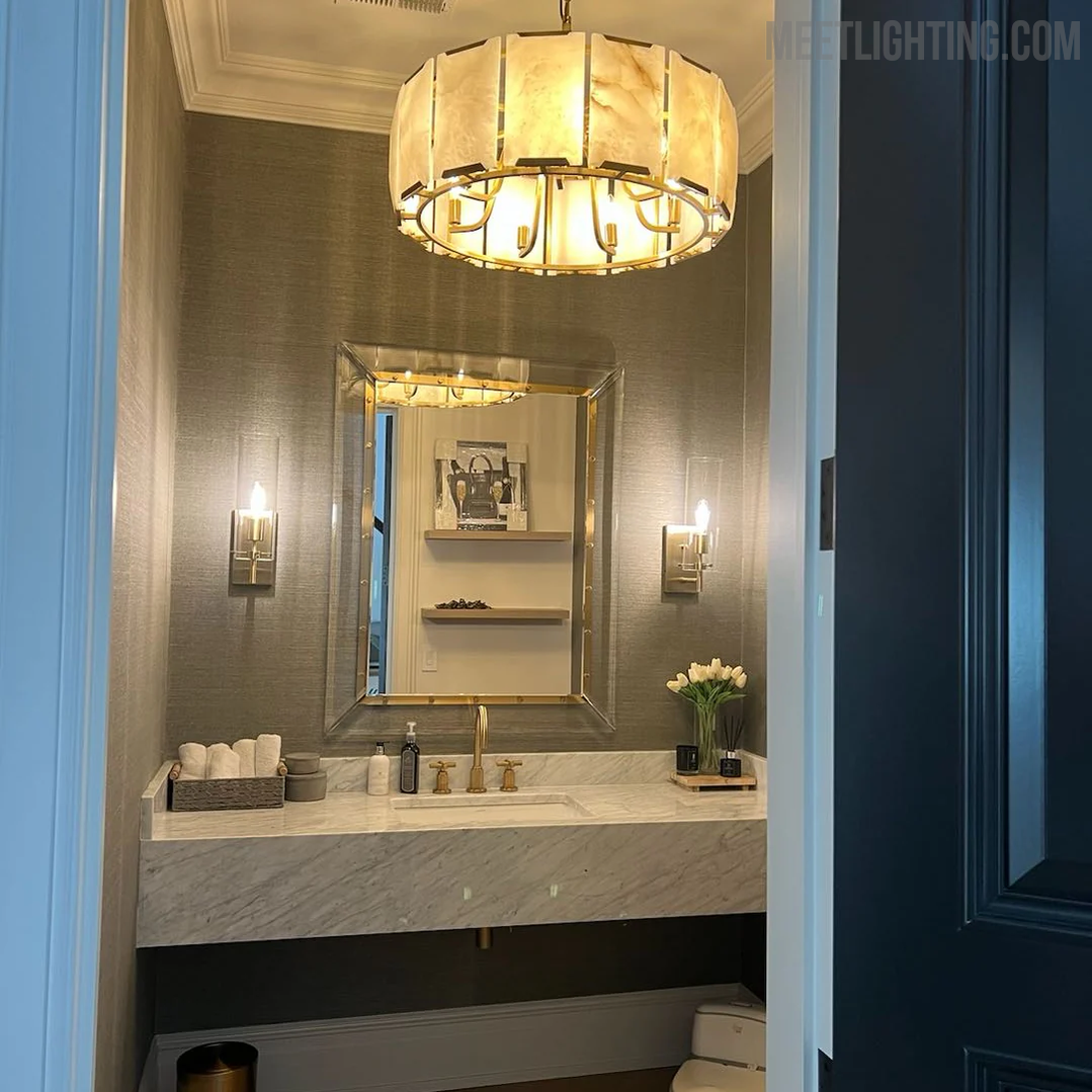 Harlow Calcite Round Chandelier 60"-MEET LIGHTING