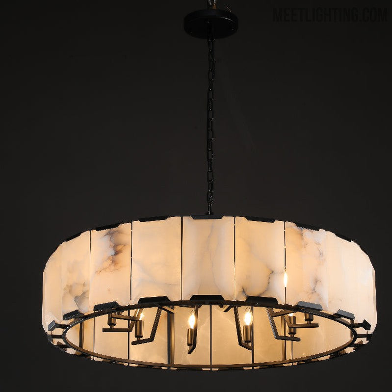 Harlow Calcite Round Chandelier 60"-MEET LIGHTING
