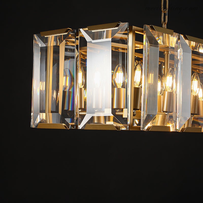 Harlow Crystal Rectangular Chandelier 62"-MEET LIGHTING