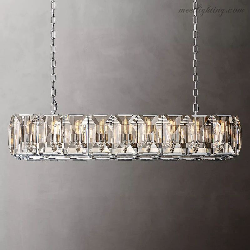 Harlow Crystal Rectangular Chandelier 62"-MEET LIGHTING