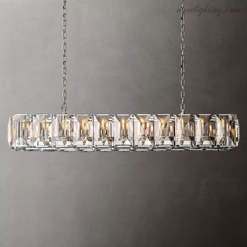 Harlow Crystal Rectangular Chandelier 74"-MEET LIGHTING