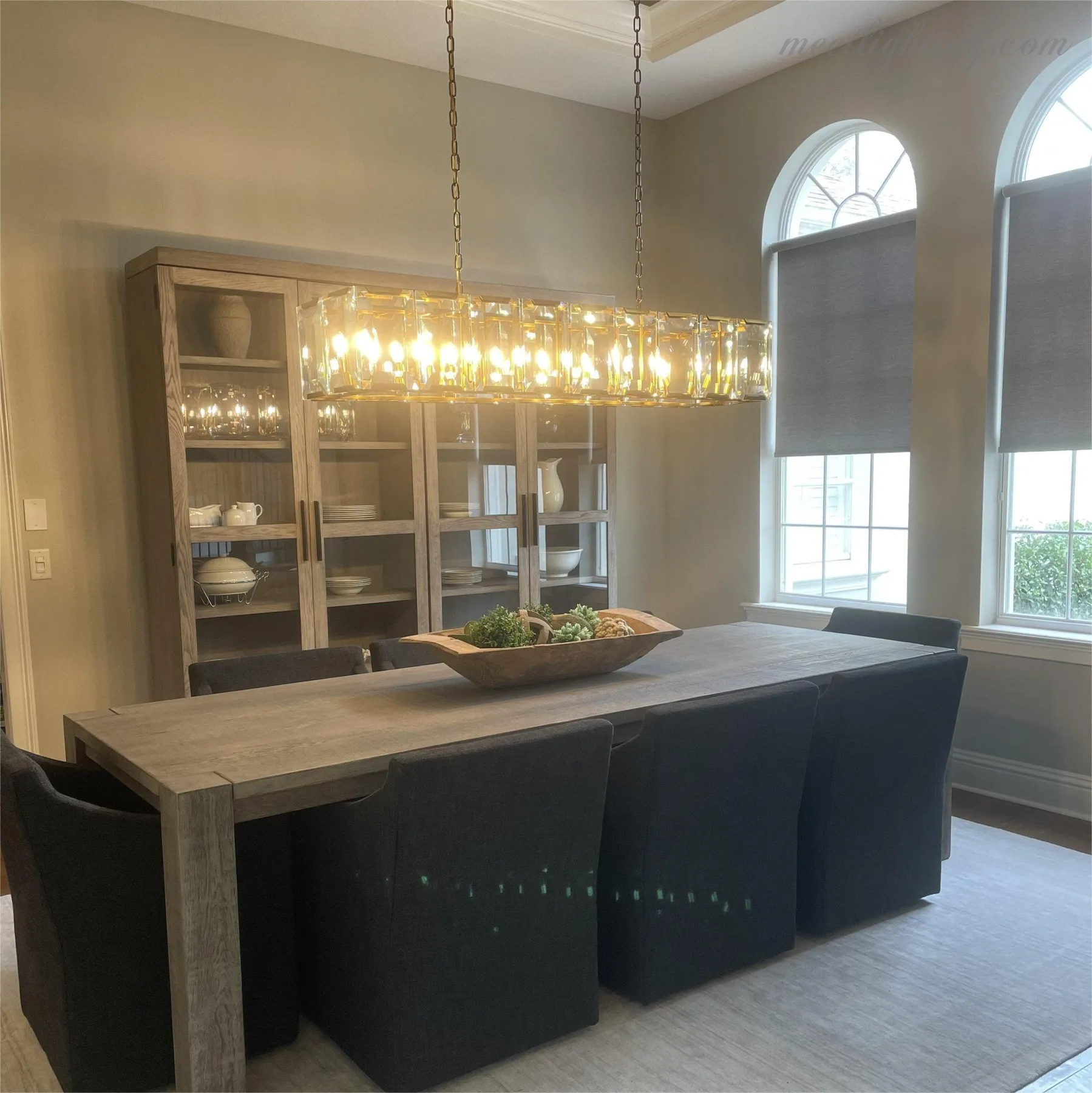 Harlow Crystal Rectangular Chandelier 74"-MEET LIGHTING