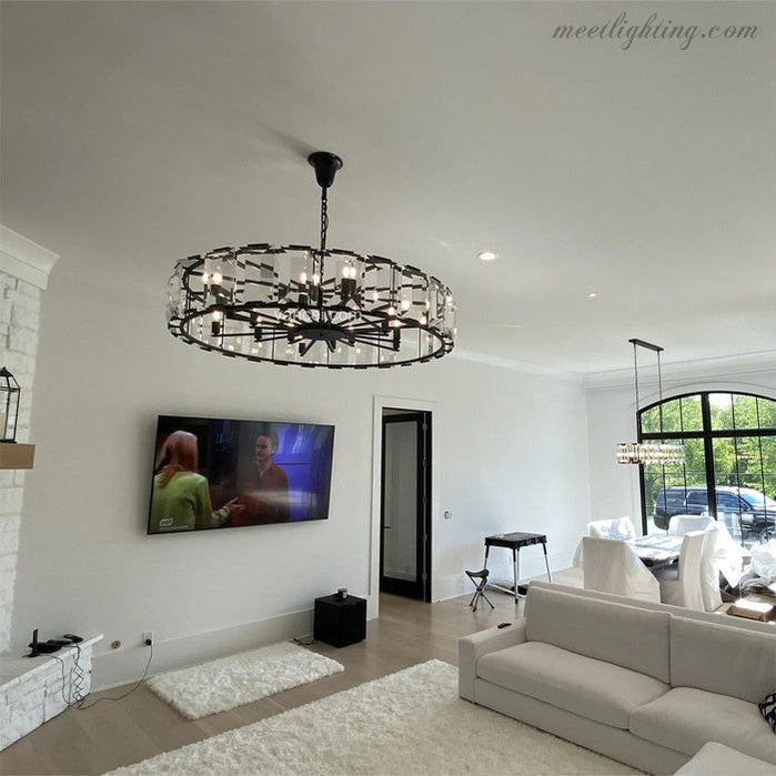 Harlow Crystal Round Chandelier 43"-MEET LIGHTING