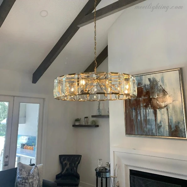 Harlow Crystal Round Chandelier 43"-MEET LIGHTING