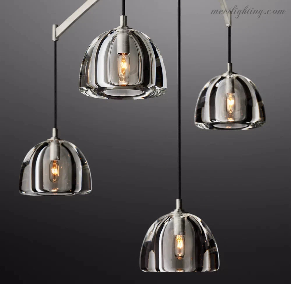 Hemisphere Modern Glass Linear Chandelier 72''-MEET LIGHTING