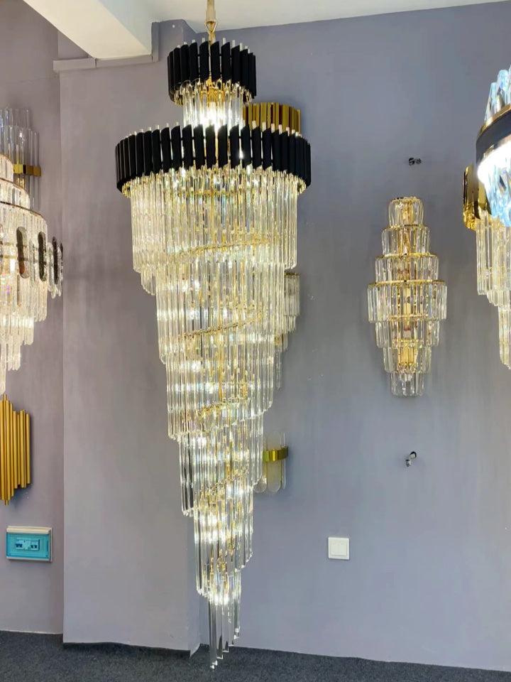Spiral Crystal Chandelier For Foyer/ Staircase-MEET LIGHTING