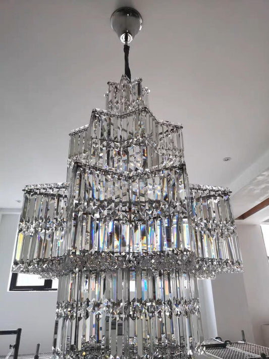 Luxury Plaza Multi-Tier Crystal Chandelier for High Ceilings/Hotel Hall / 2 Story Foyer