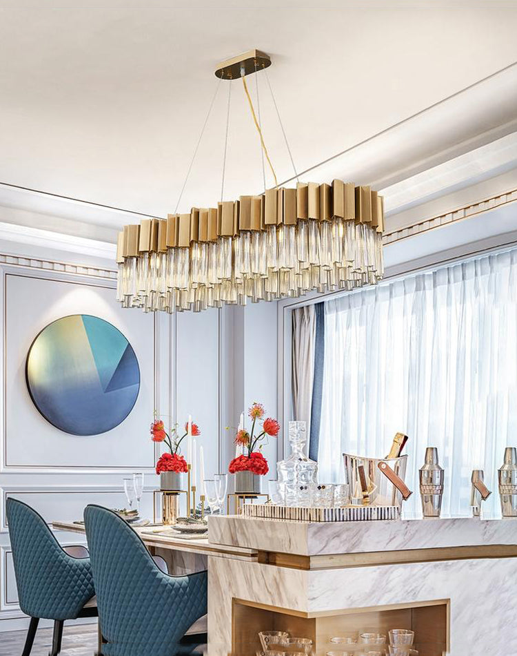 Kubica Oval Crystal Chandelier-Meet Lighting