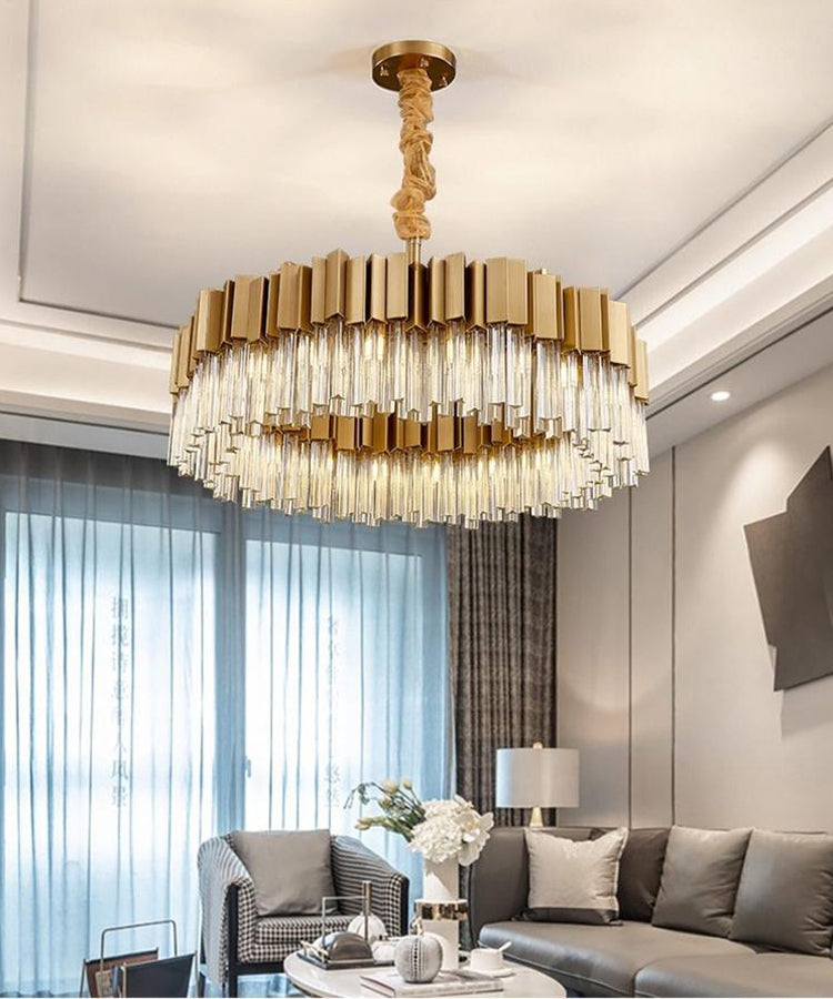 Kubica Round Crystal Chandelier-Meet Lighting