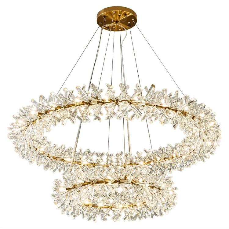 Kylia 2 Tier Ring Crystal Chandelier 72”-MEET LIGHTING