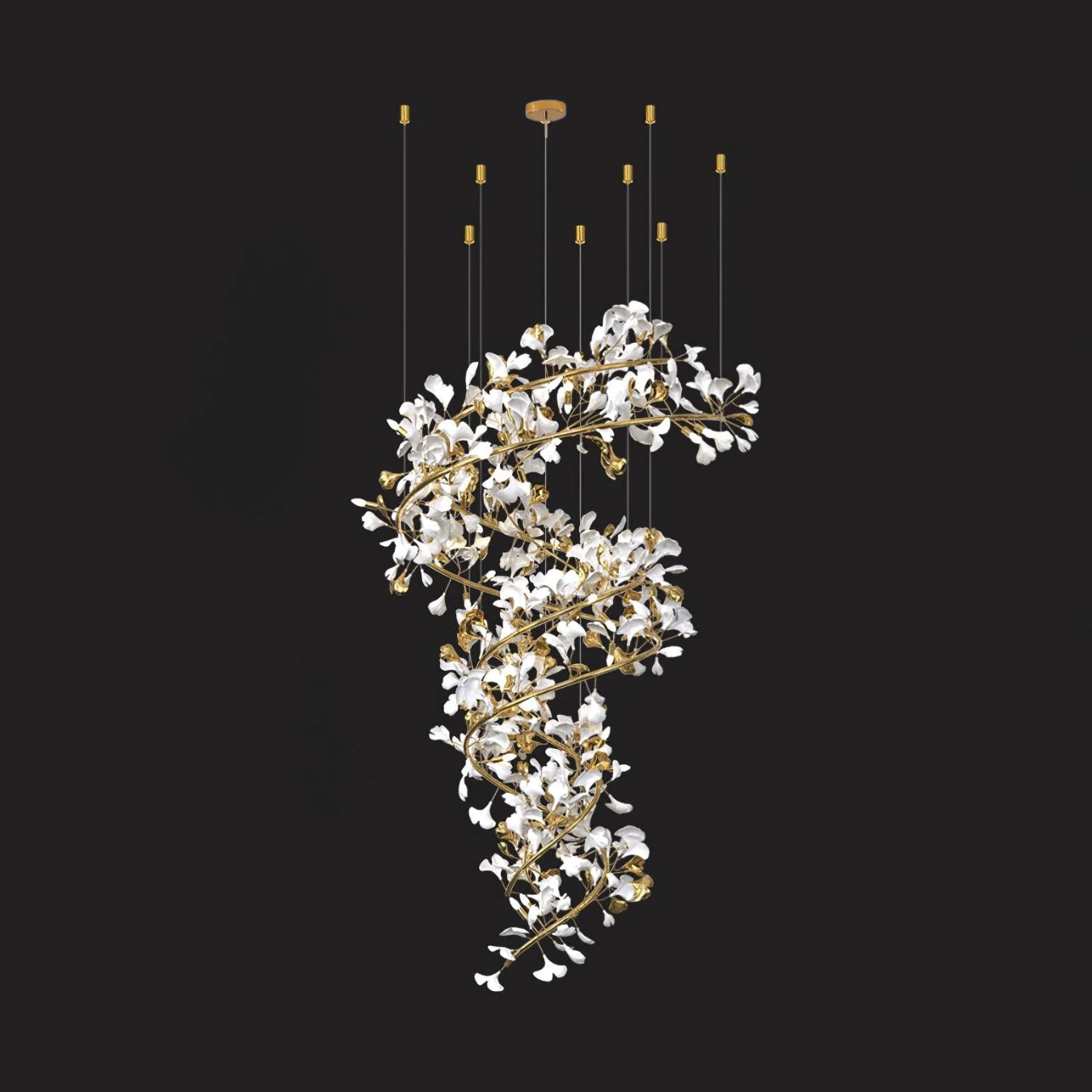 Art Design Ceramic Ginkgo Chandelier for Living Room/Staircase/Entryway/Foyer-MEET LIGHTING
