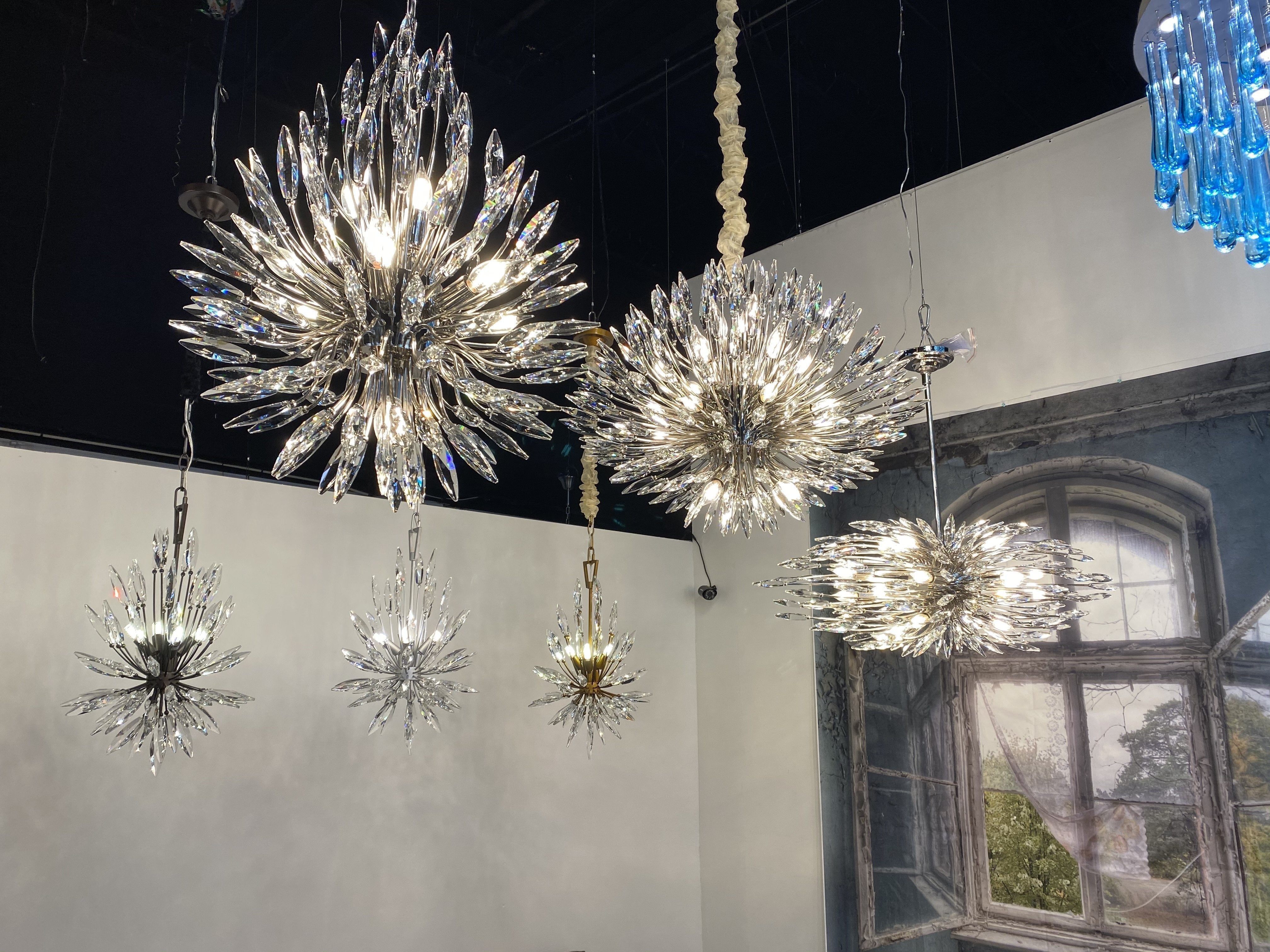 Lily Starburst Crystal Sputnik Chandelier-MEET LIGHTING