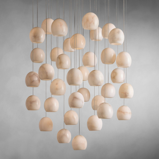 MAVA ALABASTER MAEVA ROUND CHANDELIER 13'' 21'' 36''-Meet Lighting