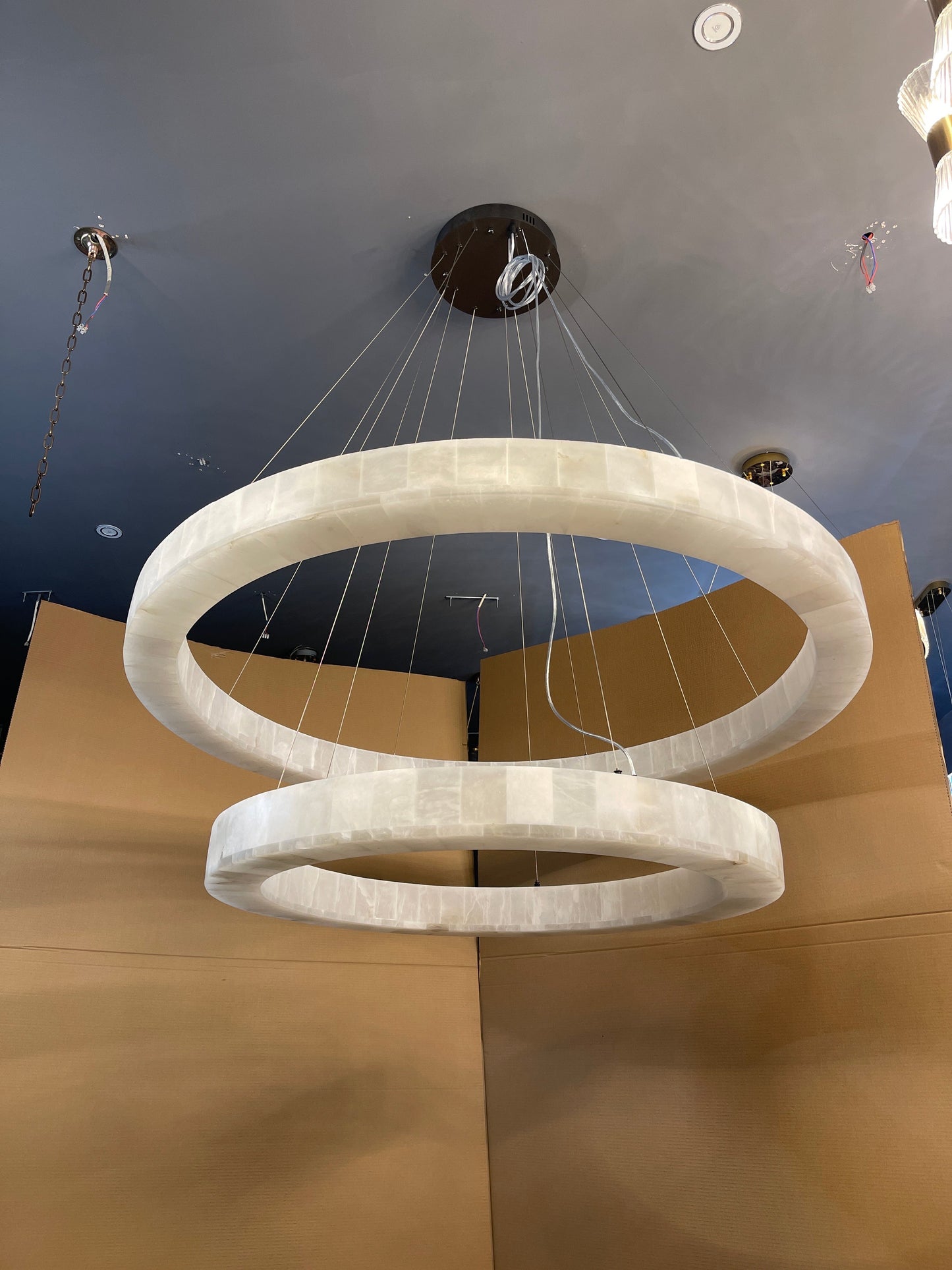 Rivage Two-Tier Luxury Modern Alabaster Round Chandelier 60"