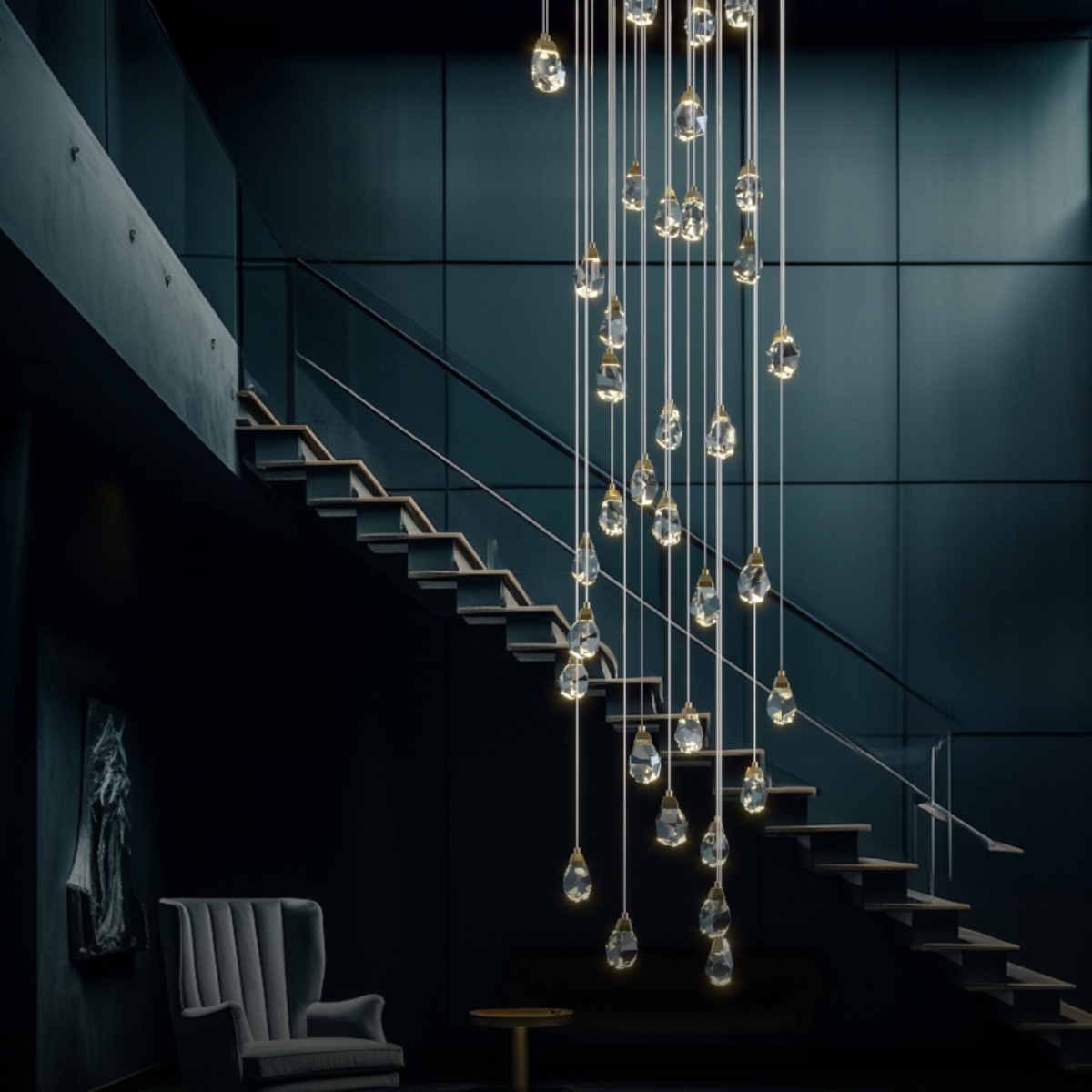 Masonry Faceted Crystal Prisms Chandelier-Meet Lighting