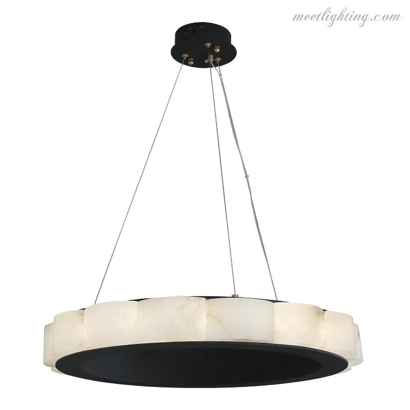 Moden Alabaster Round Chandelier Black-MEET LIGHTING