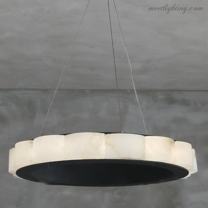 Moden Alabaster Round Chandelier Black-MEET LIGHTING