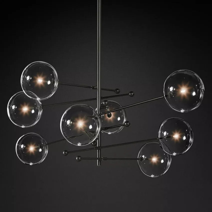 Modern Glass Globe Eight-Arm Chandelier 79"-MEET LIGHTING